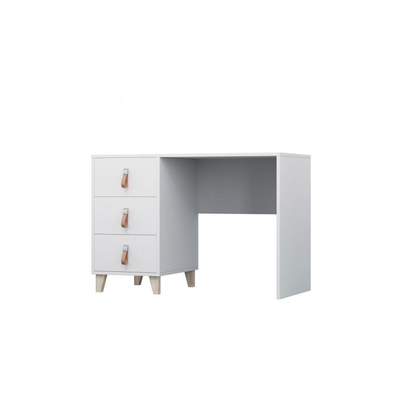 białe biurko do pokoju z szufladami