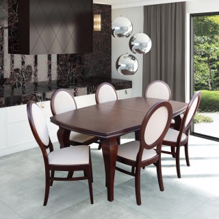 Stylowy zestaw mebli rozkładany stół + 6 krzeseł tapicerowanych