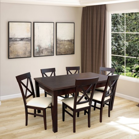 nowoczesny zestaw stół i krzesła do salonu tapicerowane