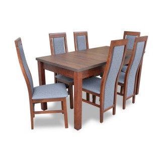 Stół rozkładany 80x160/200 cm + 6 krzeseł drewno bukowe