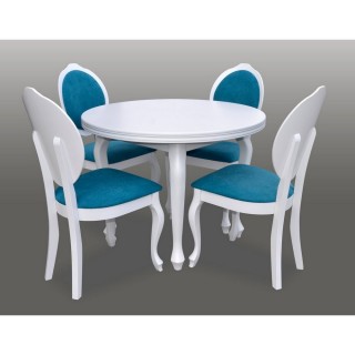 Piękny biały zestaw mebli stół + 4 krzesła tapicerowane RM-33