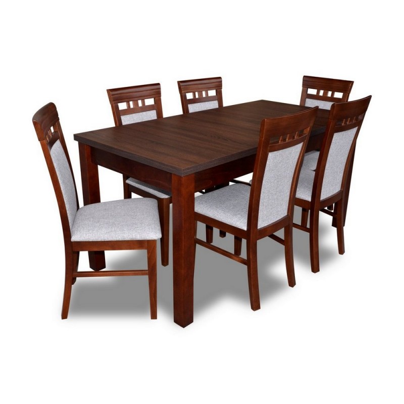 sześć krzeseł i stół rozkładany do jadalni