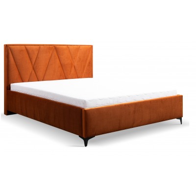 stylowe łóżko tapicerowane z pojemnikiem i wezgłowiem Medra