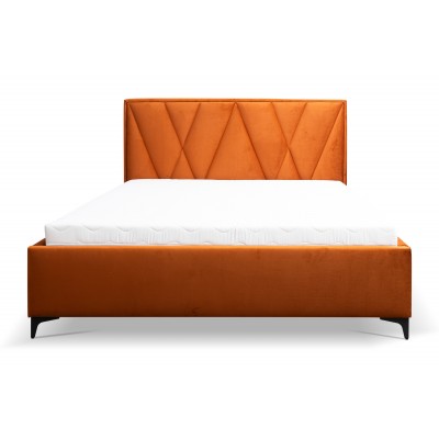 stylowe łóżko tapicerowane z pojemnikiem i wezgłowiem Medra