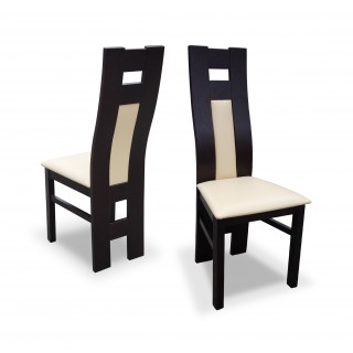 Krzesło RK-41 drewniane buk tapicerowane z białym obiciem