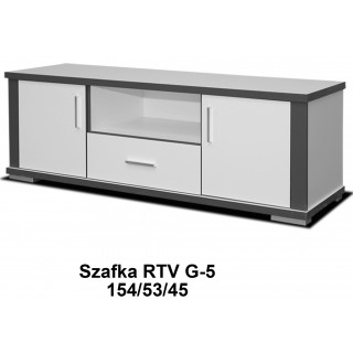 Stolik RTV biały z szufladą i półkami 154 cm pod telewizor